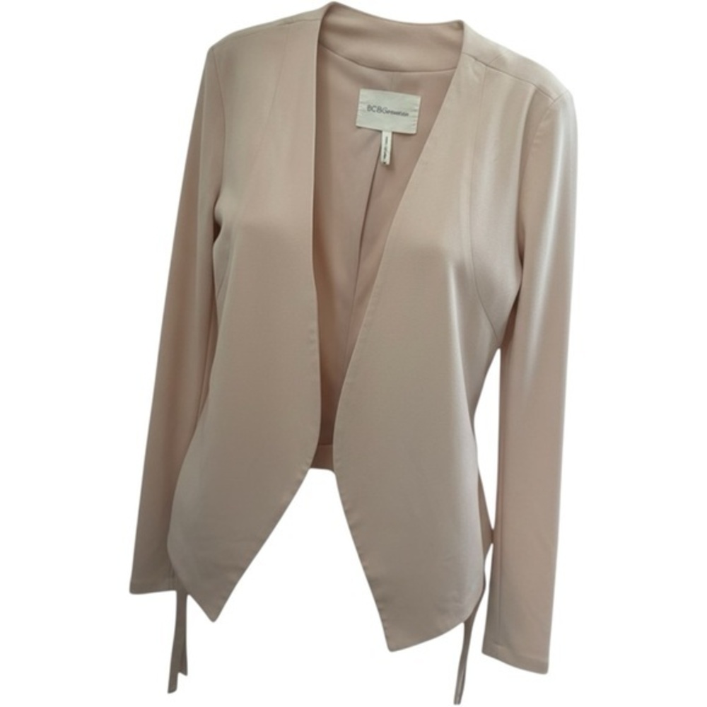BCBGGeneration Draped Blazer XS Blush Pink Braided Detail Minimalist Feminine